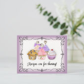 Carte Recette Cupcake Cute Fête des mariées d'aqua (Debout devant)