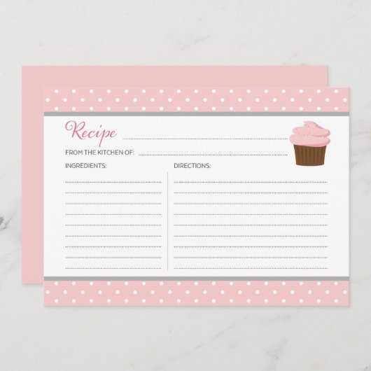 Carte Recette Cupcake Rose (Devant / Derrière)