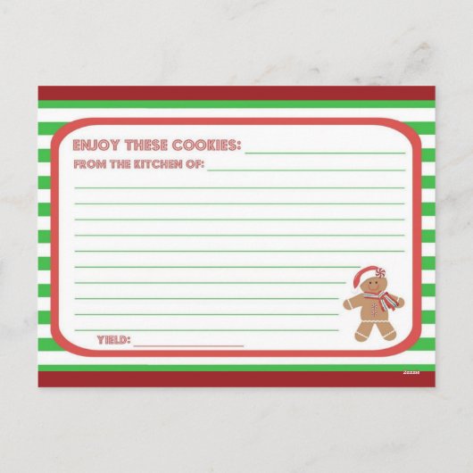 Carte Recette Cute Gingerbread Cookies Recette (Dos)