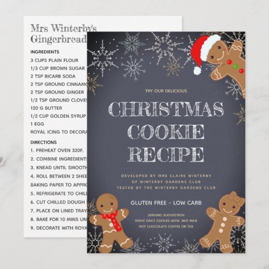 Carte Recette de biscuits de Noël (Devant / Derrière)