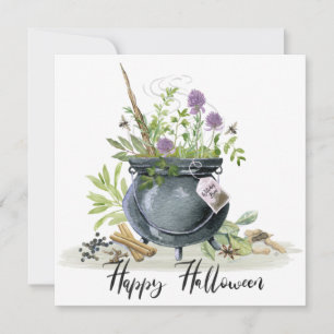 Carte Recette de chaudron de Halloween vintage moderne 1