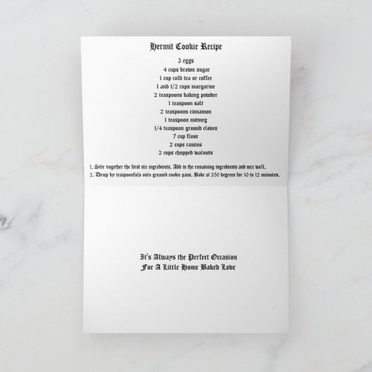 Carte Recette de Cookie Ermite (Intérieur)
