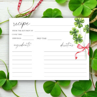 Carte Recette de douche nuptiale au trèfle et au nœud