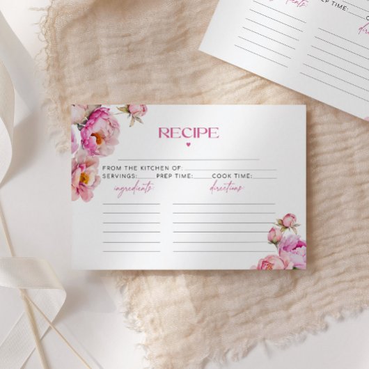 Carte Recette de douche nuptiale rose vif