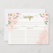 Carte Recette de Fête des mariées d'or florale rose (Devant)