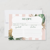 Carte Recette de mariée tropicale rayée rose rétro (Devant)