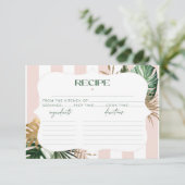 Carte Recette de mariée tropicale rayée rose rétro (Debout devant)