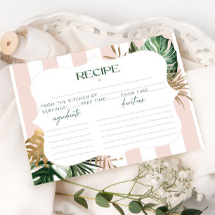 Carte Recette de mariée tropicale rayée rose rétro