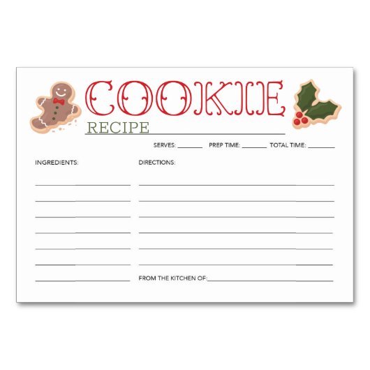 Carte Recette de Noël Cookie Party (Devant)