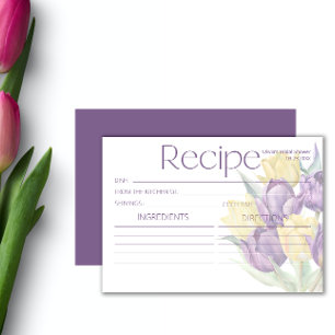 Carte Recette de tulipes jaunes pourpres printemps