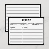 Carte Recette de typographie moderne noir et blanc (Devant / Derrière)