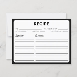 Carte Recette de typographie moderne noir et blanc