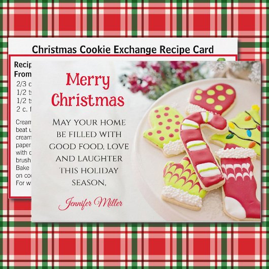 Carte Recette d'échange de biscuits glacés de Noël 3 x 5