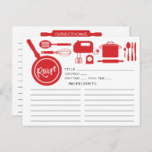 Carte Recette d'ustensiles de cuisine rouge modern (Devant / Derrière)