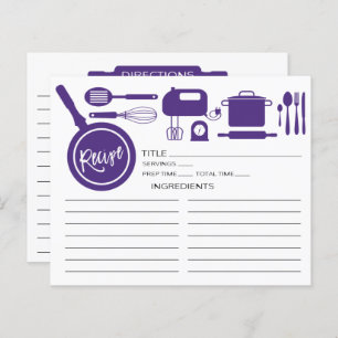 Carte Recette d'ustensiles de cuisine violet moder