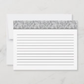 Carte Recette élégante de dentelle florale grise et blan (Dos)