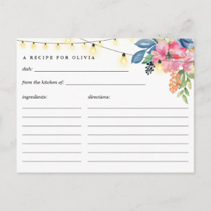 Carte Recette Fête de Jardin, Fleurs et Lumières