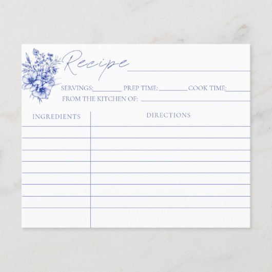 Carte Recette Fête des mariées Bleue (Devant)