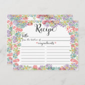 Carte Recette Fête des mariées Cadre Floral Cute (Devant / Derrière)