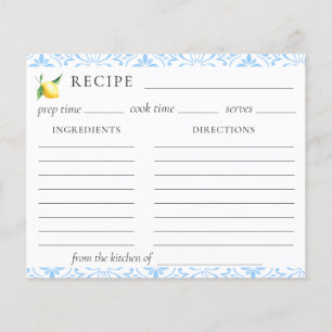 Carte Recette Fête des mariées Citron Carrelage Mé