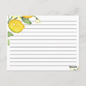 Carte Recette Fête des mariées Citron Et Foliage (Dos)