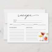 Carte Recette Fête des mariées Cocktail Cute (Devant)