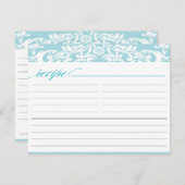 Carte Recette Fête des mariées Damas Bleu (Devant / Derrière)