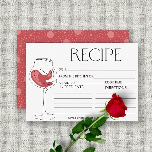 Carte Recette Fête des mariées dégustation de vin