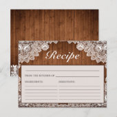 Carte Recette Fête des mariées en bois rustique et (Devant / Derrière)