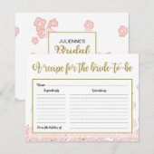 Carte Recette Fête des mariées | Floral rose et or (Devant / Derrière)