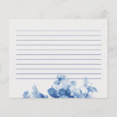 Carte Recette Fête des mariées Florale Bleue (Dos)