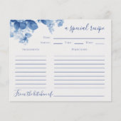 Carte Recette Fête des mariées Florale Bleue (Devant)