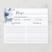 Carte Recette Fête des mariées Florale Bleue (Devant)