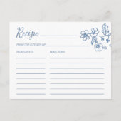 Carte Recette Fête des mariées Florale Bleue (Devant)