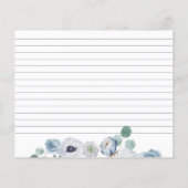 Carte Recette Fête des mariées Florale Bleue (Dos)