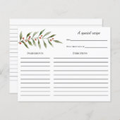 Carte Recette Fête des mariées hiver verdure (Devant / Derrière)