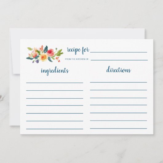 Carte Recette Fête des mariées Jardin Floral (Devant)