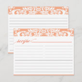 Carte Recette Fête des mariées Orange Damask (Devant / Derrière)
