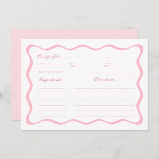 Carte Recette Fête des mariées rose Vave (Devant / Derrière)