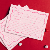 Carte Recette Fête des mariées rose Vavy Retro