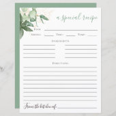 Carte Recette Fête des mariées verte (Devant / Derrière)