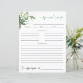 Carte Recette Fête des mariées verte (Debout devant)