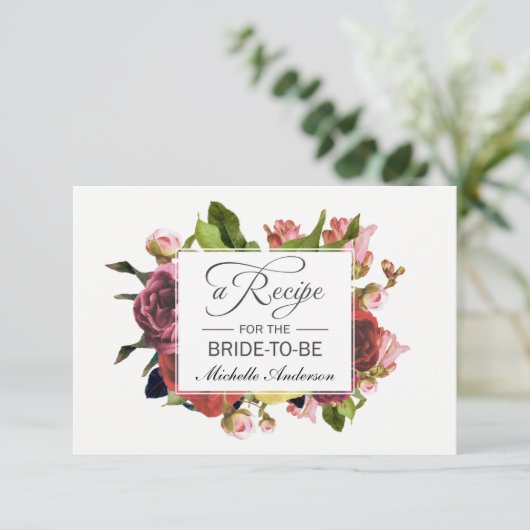 Carte Recette Florale Bouquet Rose (Debout devant)