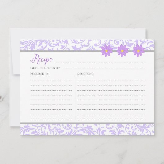 Carte Recette Florale Pastel Purple (Devant)