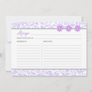 Carte Recette Florale Pastel Purple
