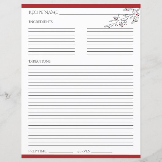 Carte Recette Foliage de Noël et Berries (Dos)