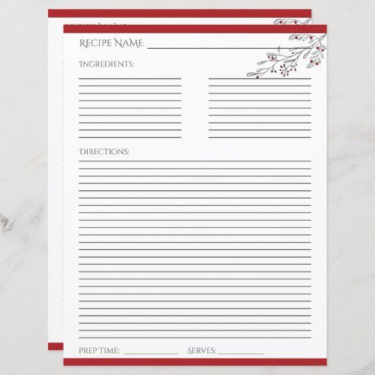 Carte Recette Foliage de Noël et Berries (Devant / Derrière)