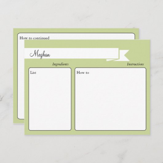 Carte Recette Green Retro (Devant / Derrière)