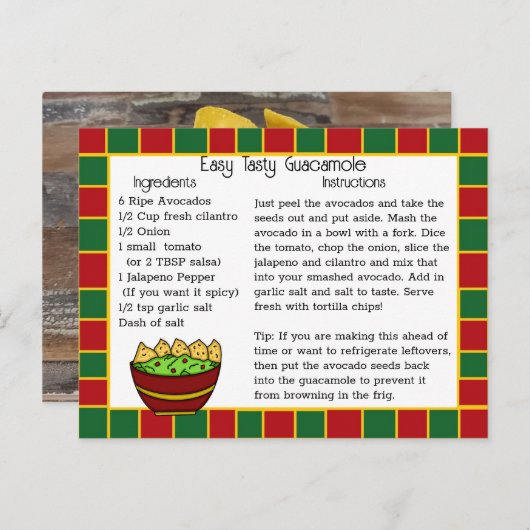 Carte Recette Guacamole (Devant / Derrière)