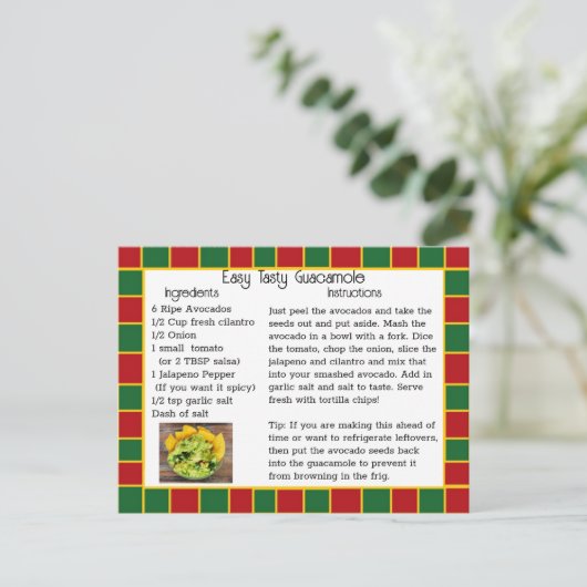 Carte Recette Guacamole (Debout devant)